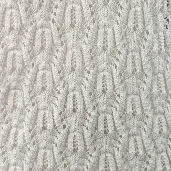 COMME des GARCONS 2022 Size L White Cable Knit Polyester Crew Neck Sweater - Picture 2 of 6